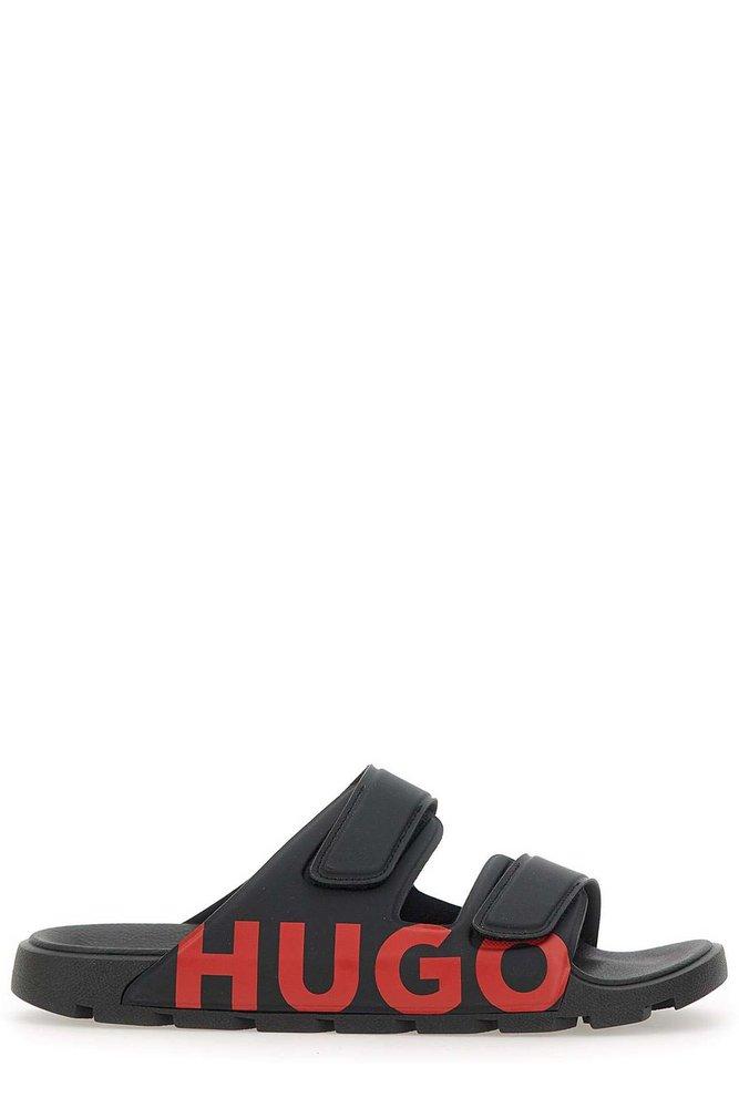【関税込み】Hugo ブラック Logo Double Touch サンダル HUGO - Logo sandals with double touch-closure straps - Black