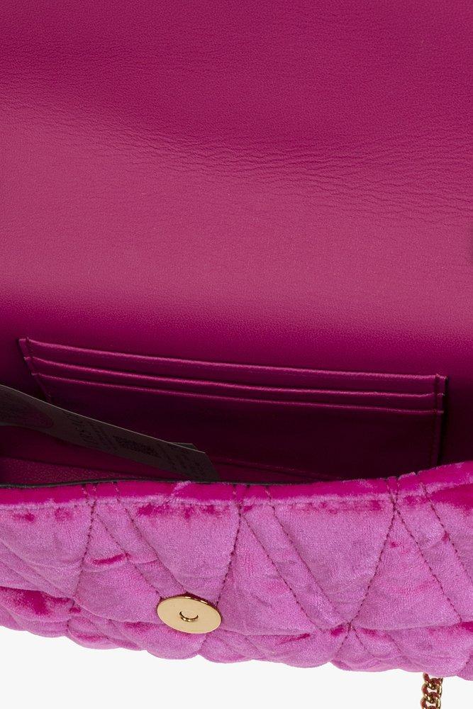 Virtus Mini Velvet Shoulder Bag in Pink - Versace