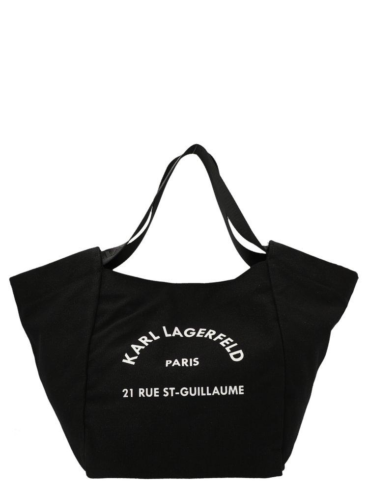 Karl Lagerfeld Logo Printed Top Handle Bag in Black Lyst