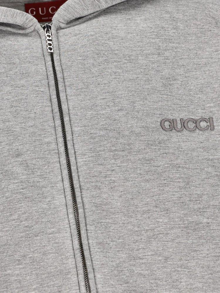 Gucci Logo Embroidered Jersey Sweatshirt in Gray for Men Lyst