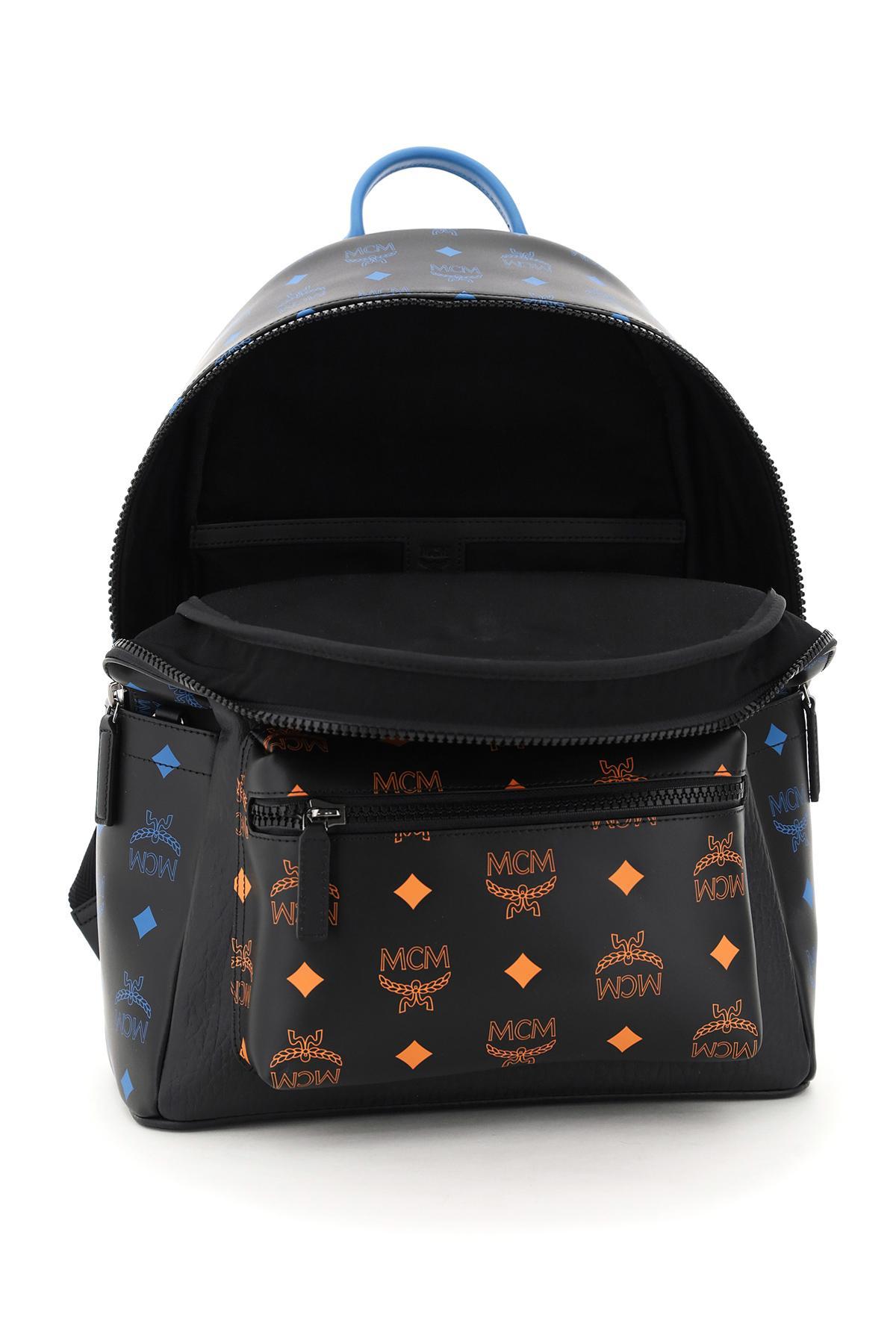 mcm logo print backpack