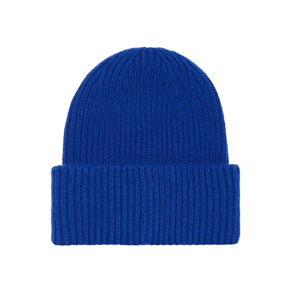 Moncler Logo Patch Ribbed Beanie in Blue for Men | Lyst