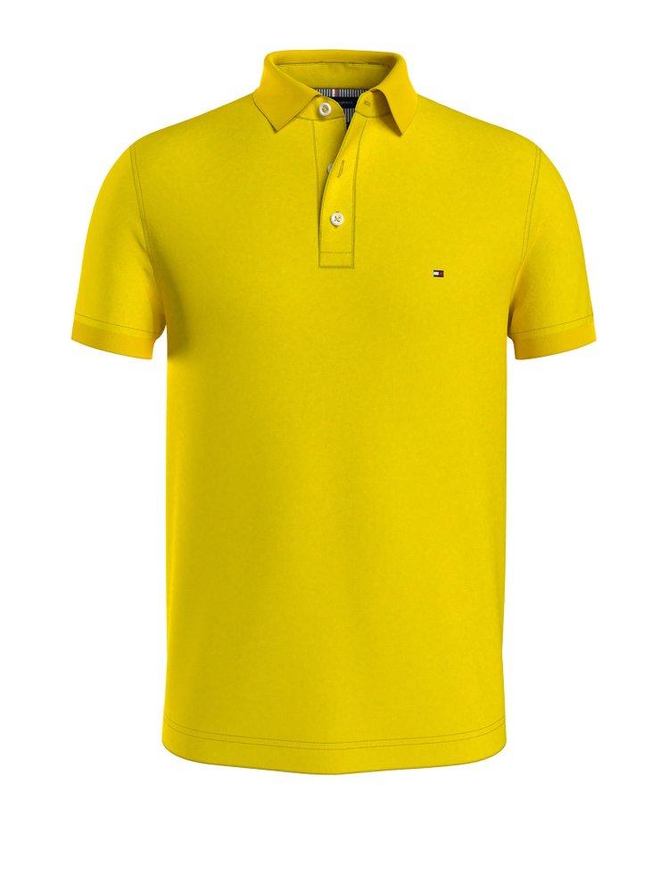 Hilfiger Logo Embroidered Short-sleeved Polo Shirt in Yellow for Men Lyst