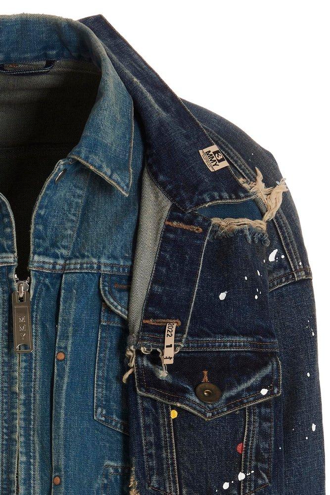 Maison Mihara Yasuhiro Distressed Long-sleeved Denim Jacket in