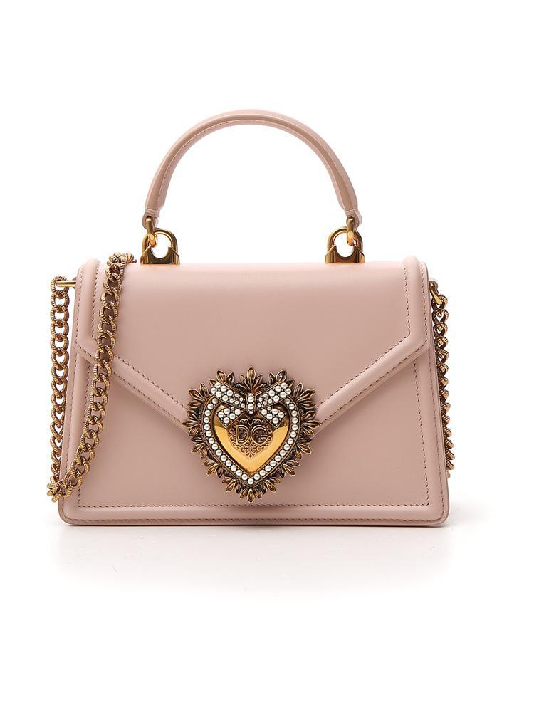 Dolce & Gabbana Leather Devotion Embellished Tote Bag in Pink - Save 22 ...