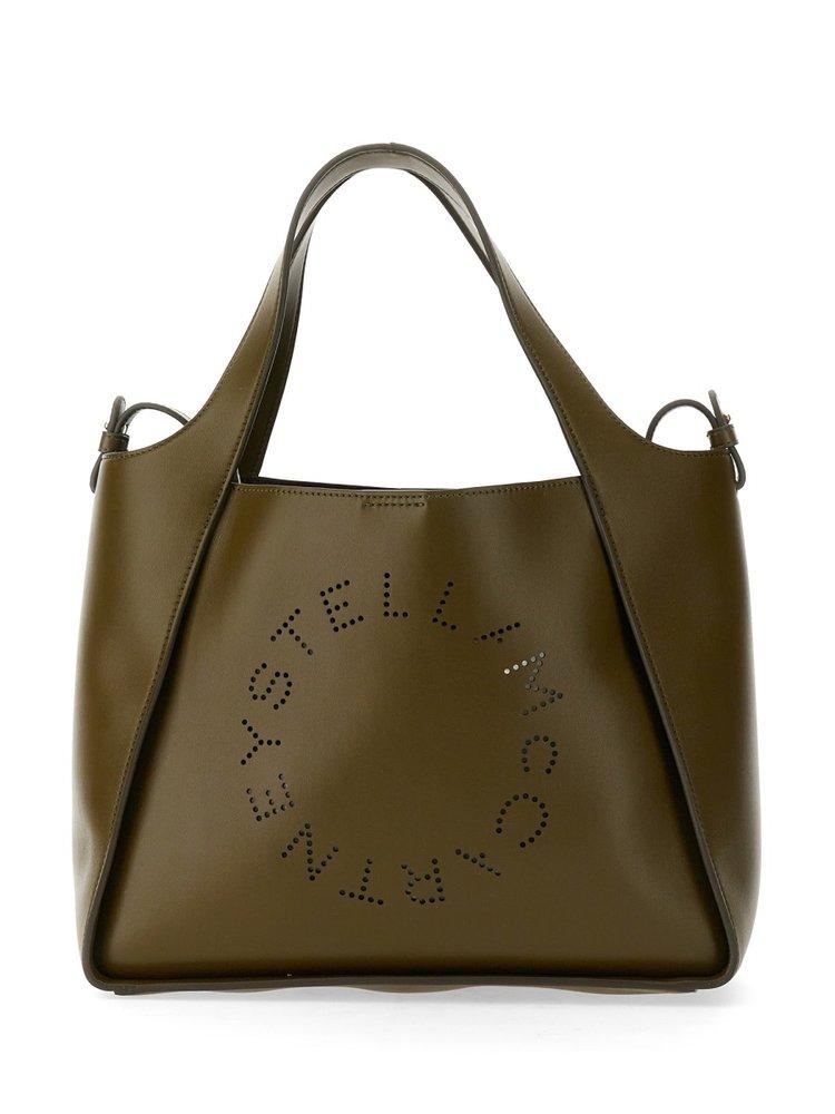 Stella McCartney Perforated Logo Tote Bag in Green | Lyst