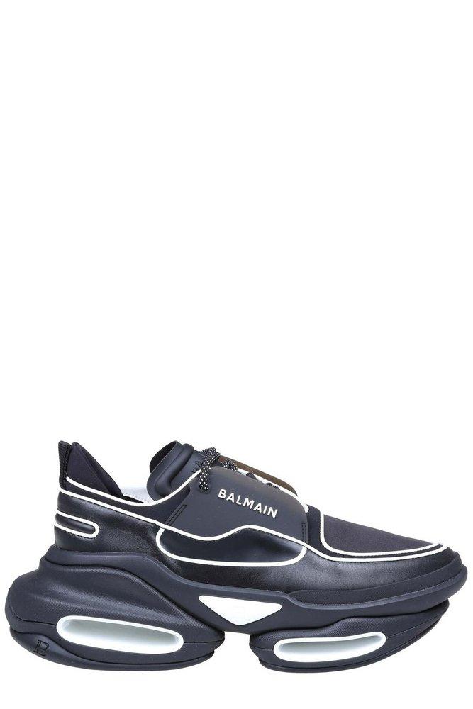 Balmain B-bold Contrasting Lace-up Sneakers in Black | Lyst