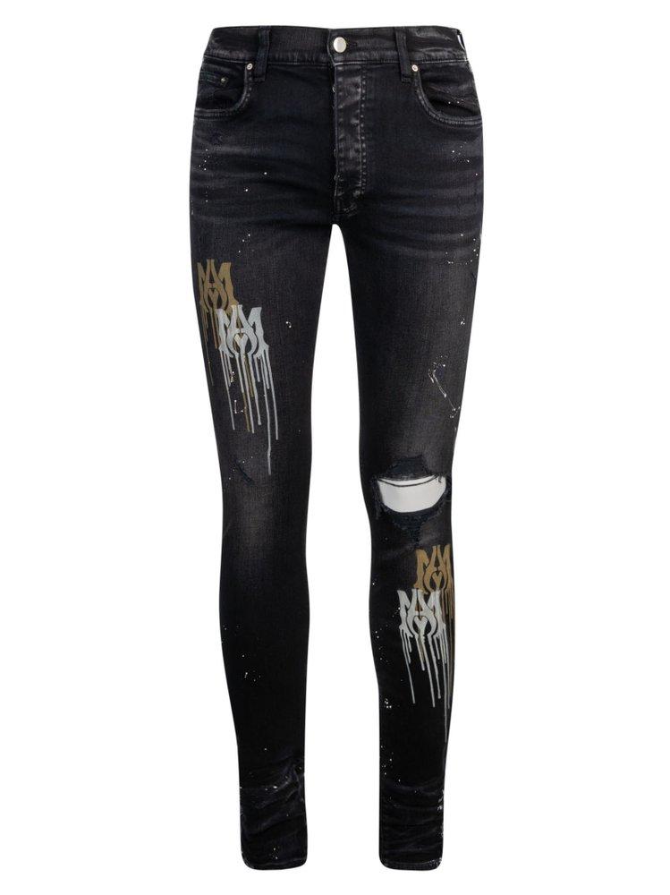 Amiri Paint Splatterblend Distressed Jeans in Blue for Men Lyst