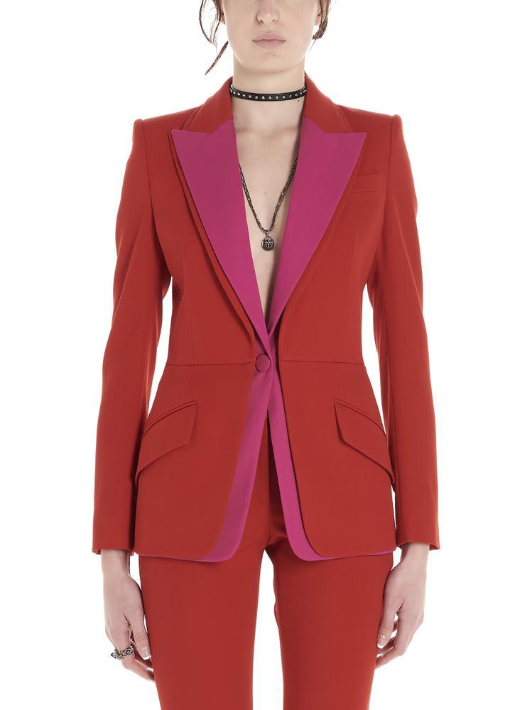 Alexander McQueen Colour-block Blazer in Red | Lyst