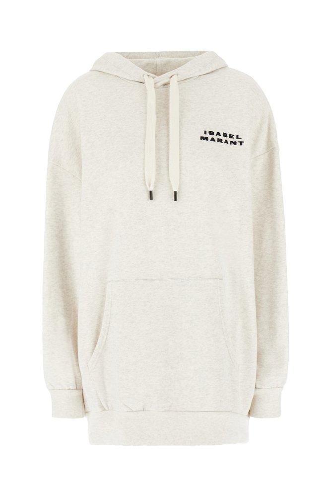 MARANT ÉTOILE Maeva logo-embroidered fleece hoodie - Neutrals