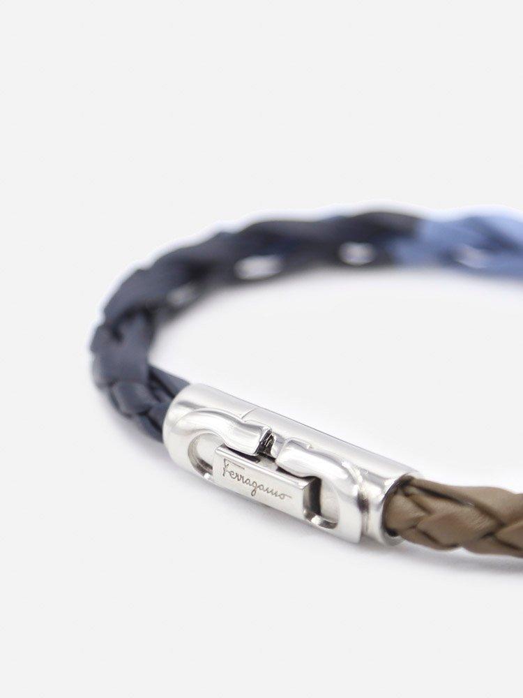 Ferragamo Gancini Bracelet Size 19 In Leather in Blue for Men | Lyst