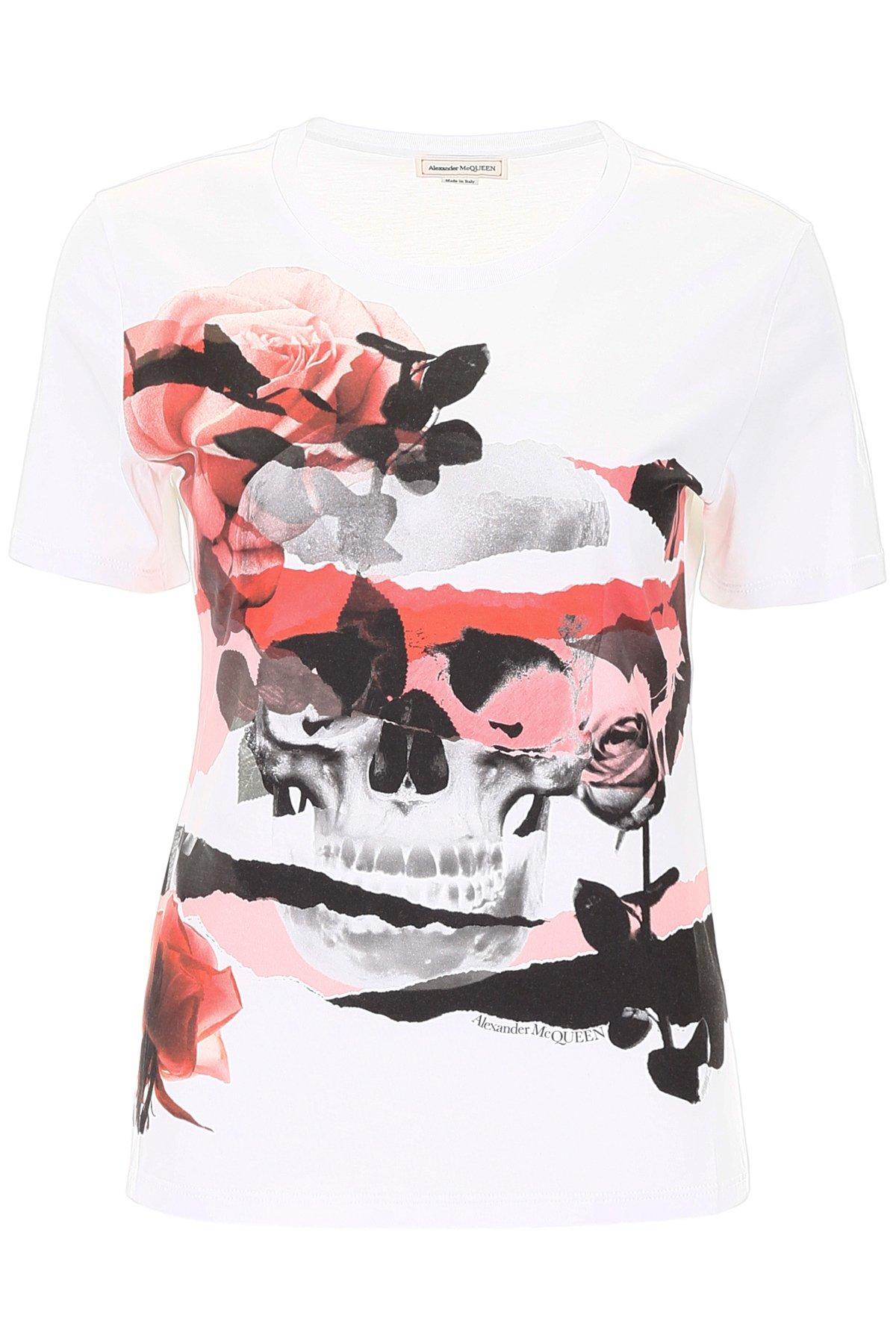 Alexander McQueen Cotton Graphic Printed T-shirt in White - Lyst