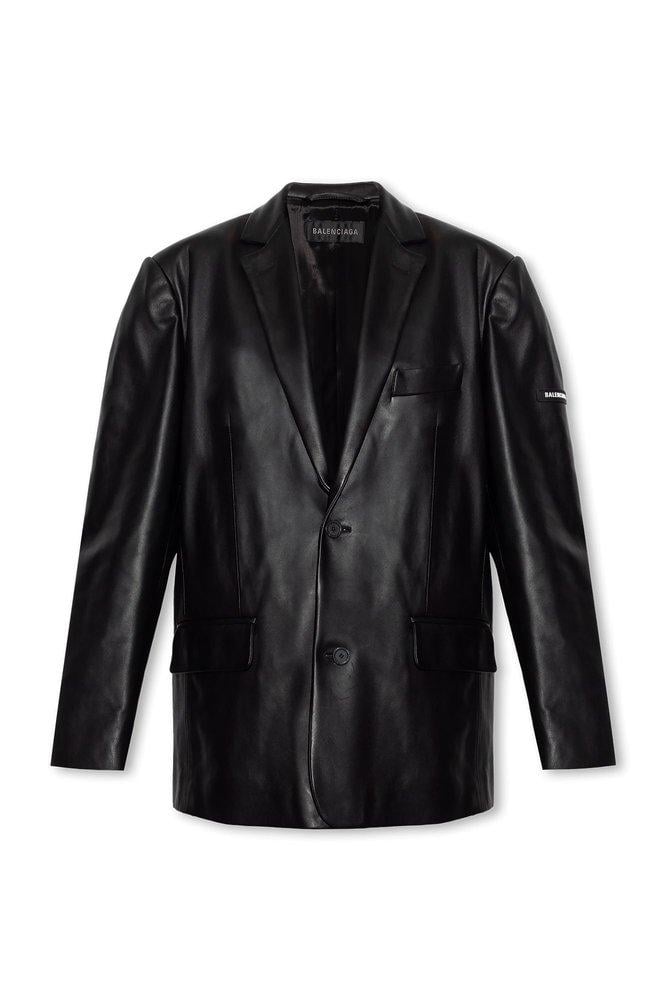 Balenciaga Leather Blazer in Black | Lyst