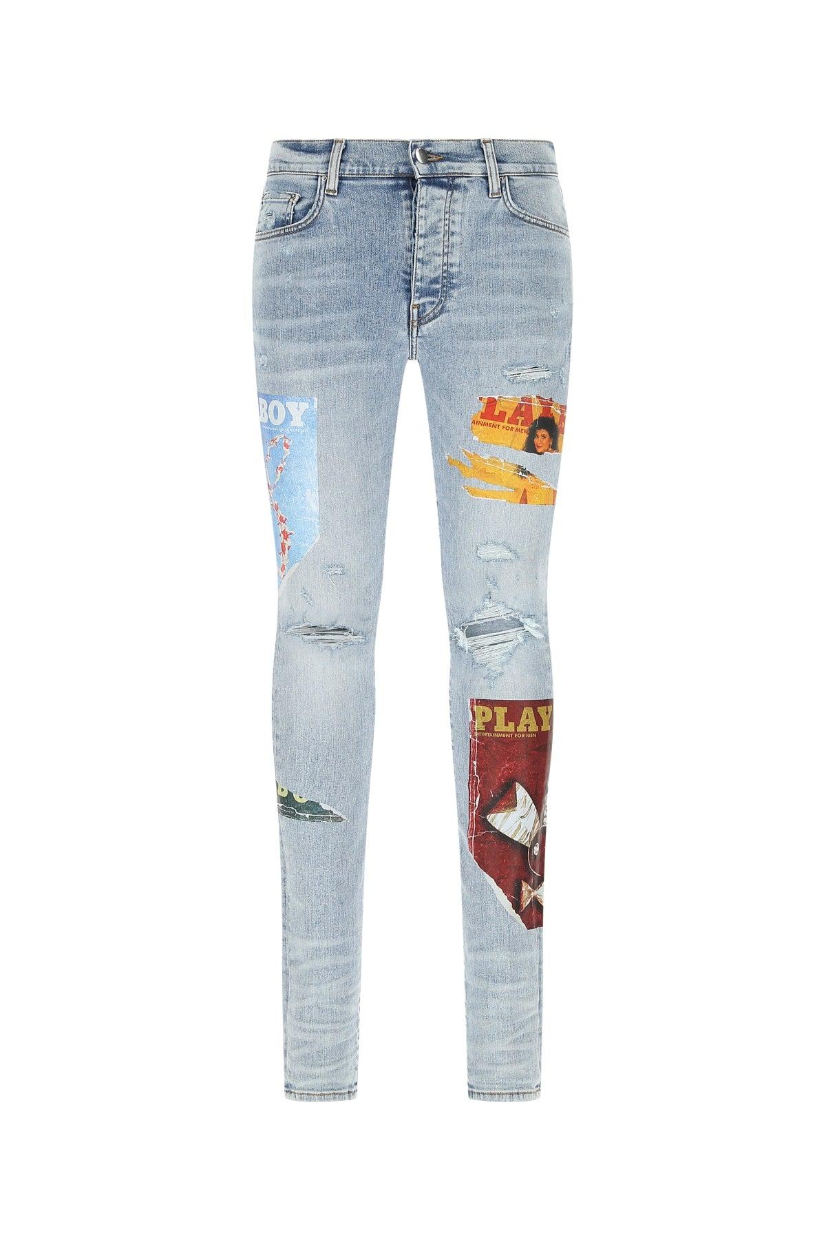 Amiri Denim X Playboy Magazine Patchwork Skinny Jeans in Blue for Men | Lyst