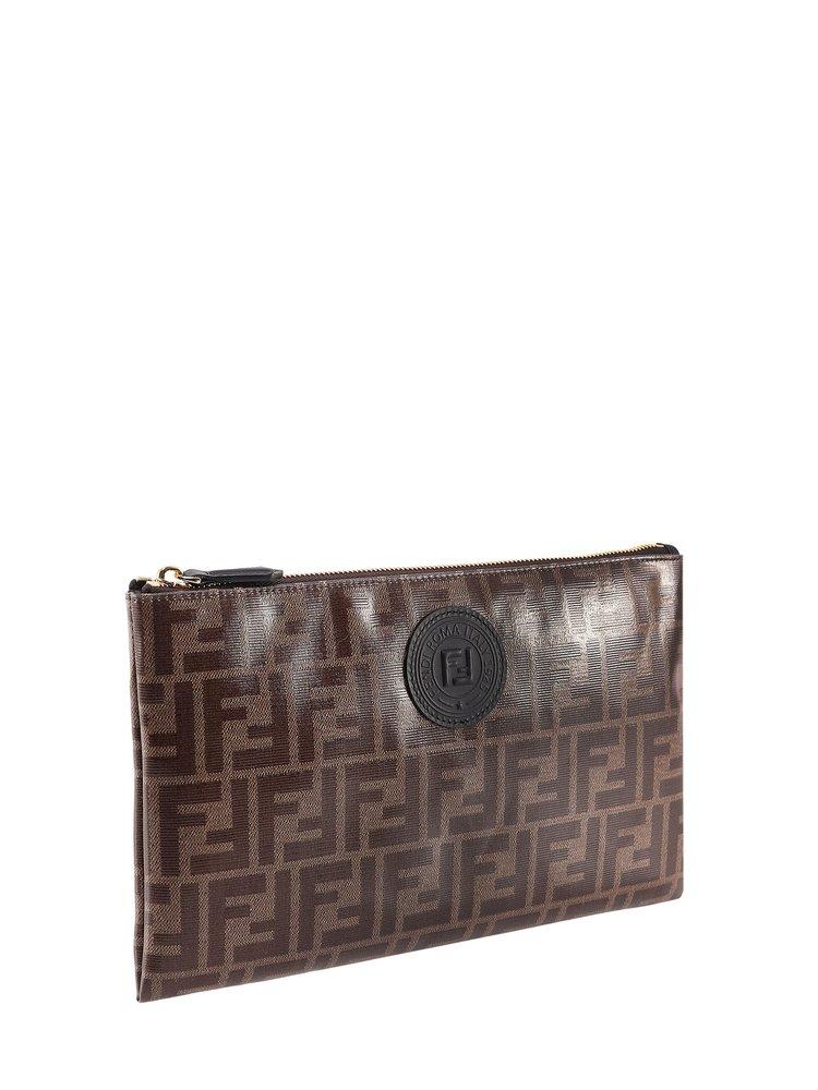 Fendi Ffreedom Large Clutch Bag in Brown