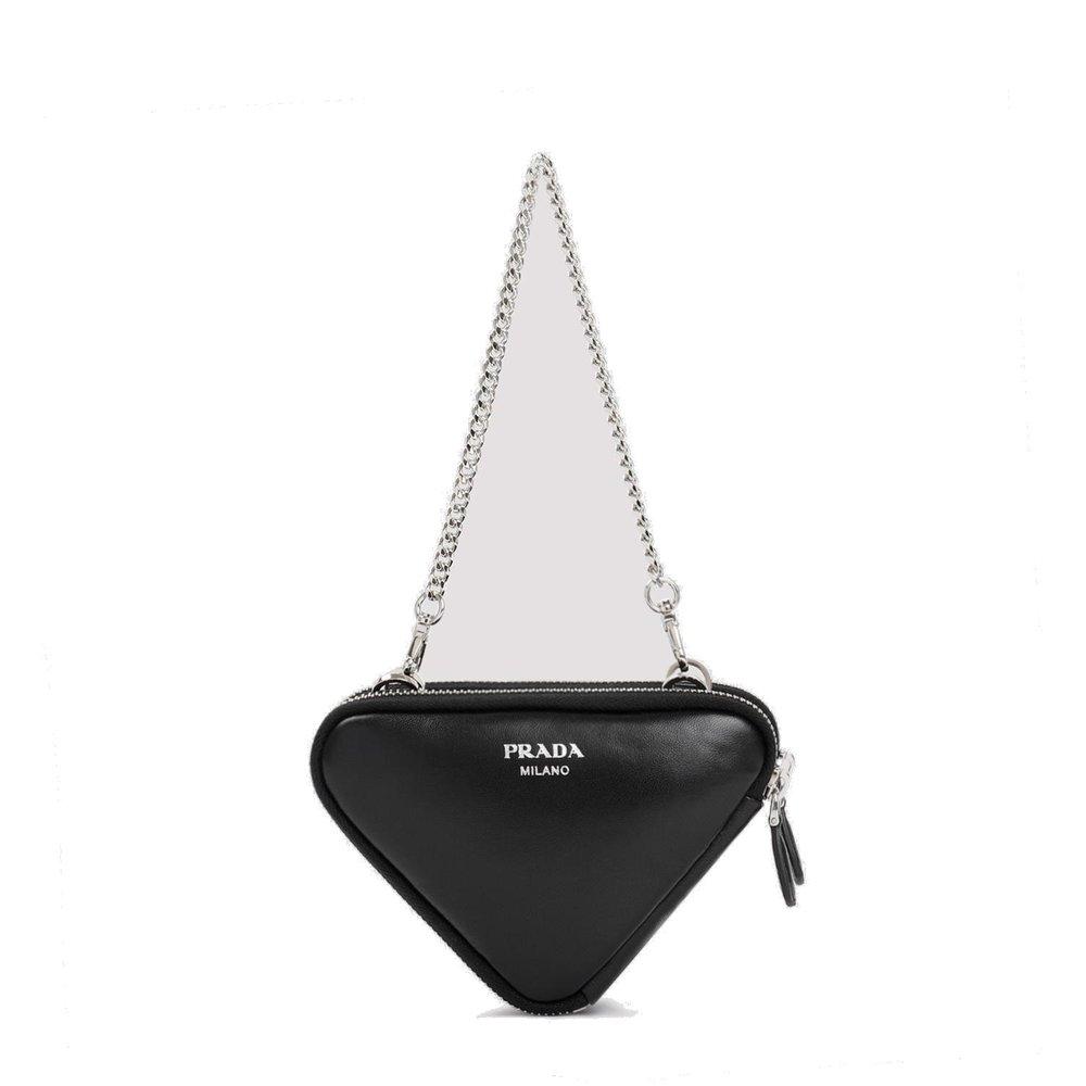 Prada Triangle-Plaque Leather Mini Bag
