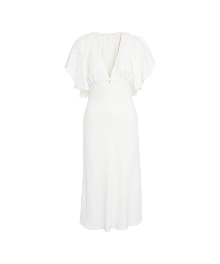 【ELIZABETTA FRANCHI】新作 ボックス型ドレス Vネック ラペル elisabetta-franchi-White-V-