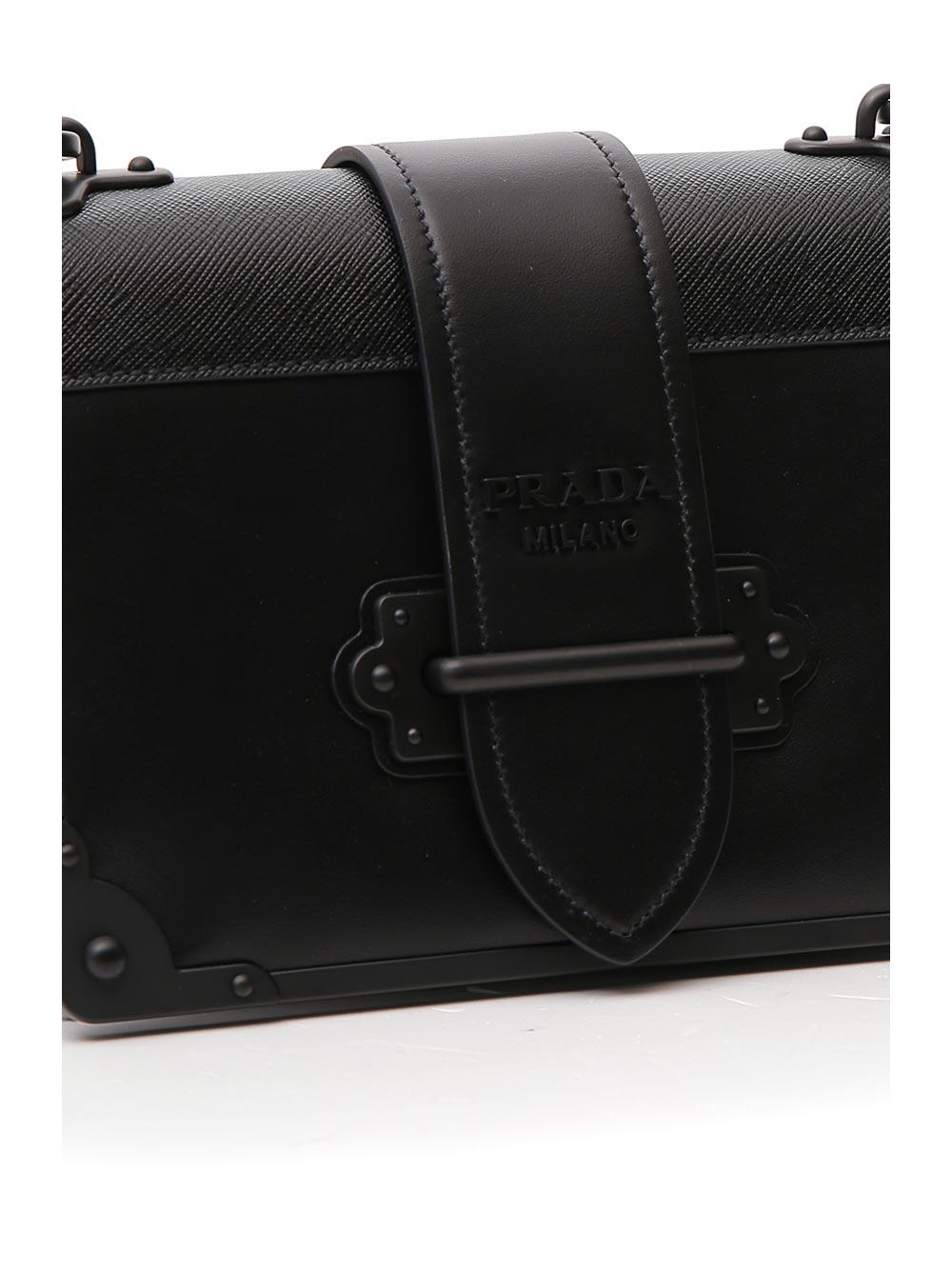 Prada Leather Cahier Shoulder Bag in Black Lyst