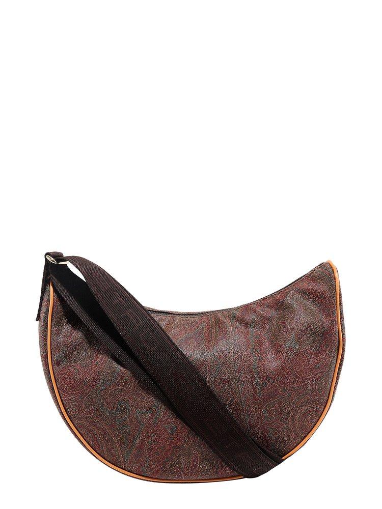 Etro Leather Paisley Print Hobo Shoulder Bag in Red | Lyst