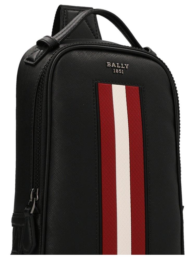 Bally Malikho Striped Leather Bag In Black