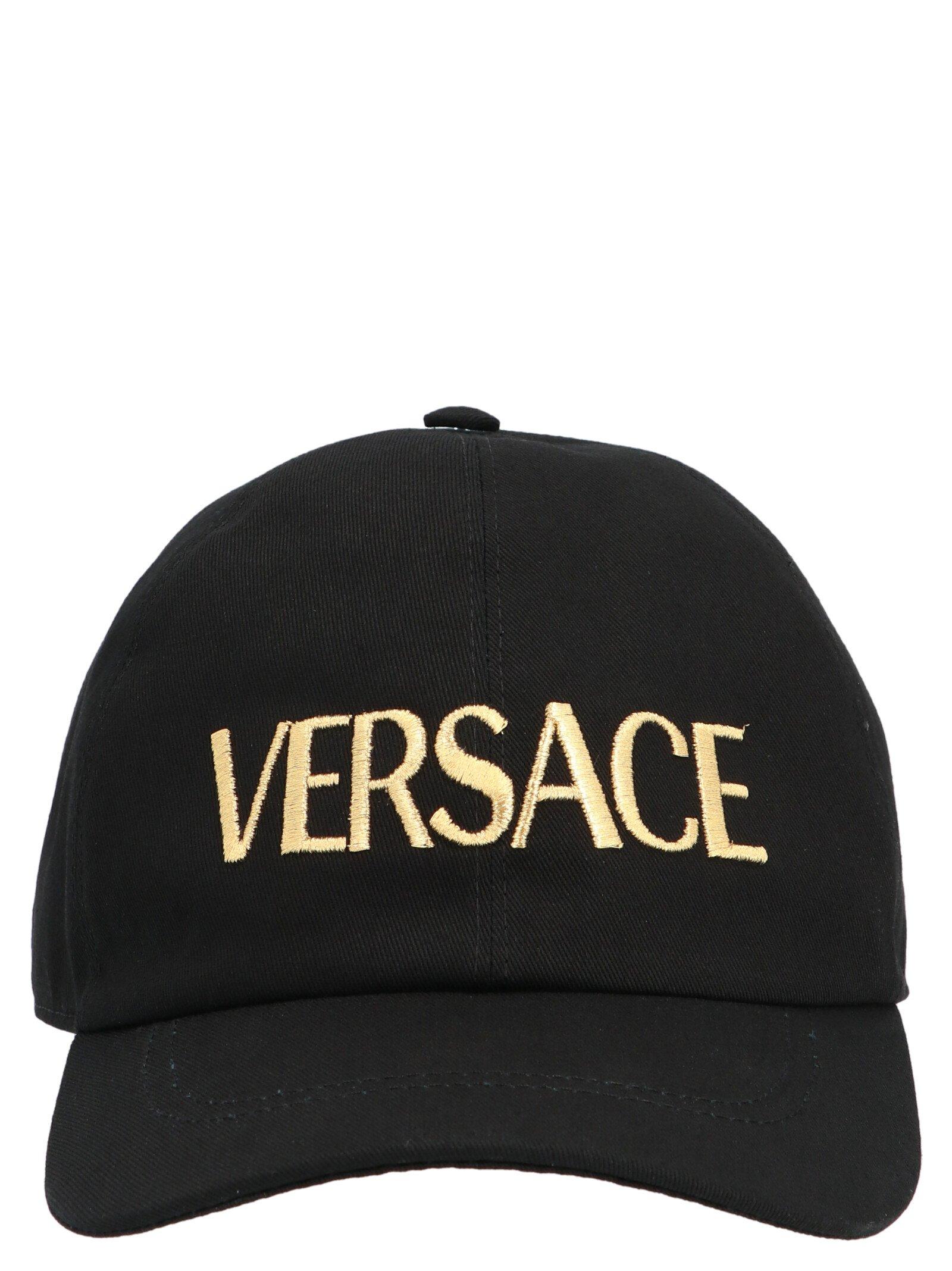 Versace Cotton Logo Baseball Cap in Black for Men - Lyst