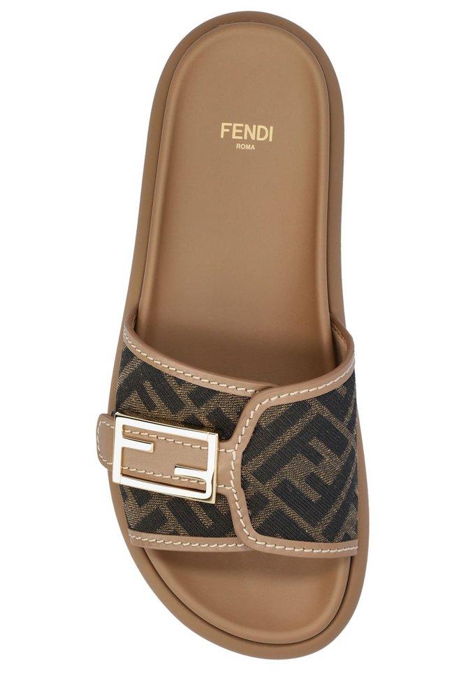 Fendi Signature Slides Women Canvas and Leather White