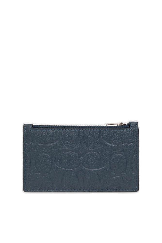COACH Logo Embossed Zipped Card Case in Blue for Men | Lyst