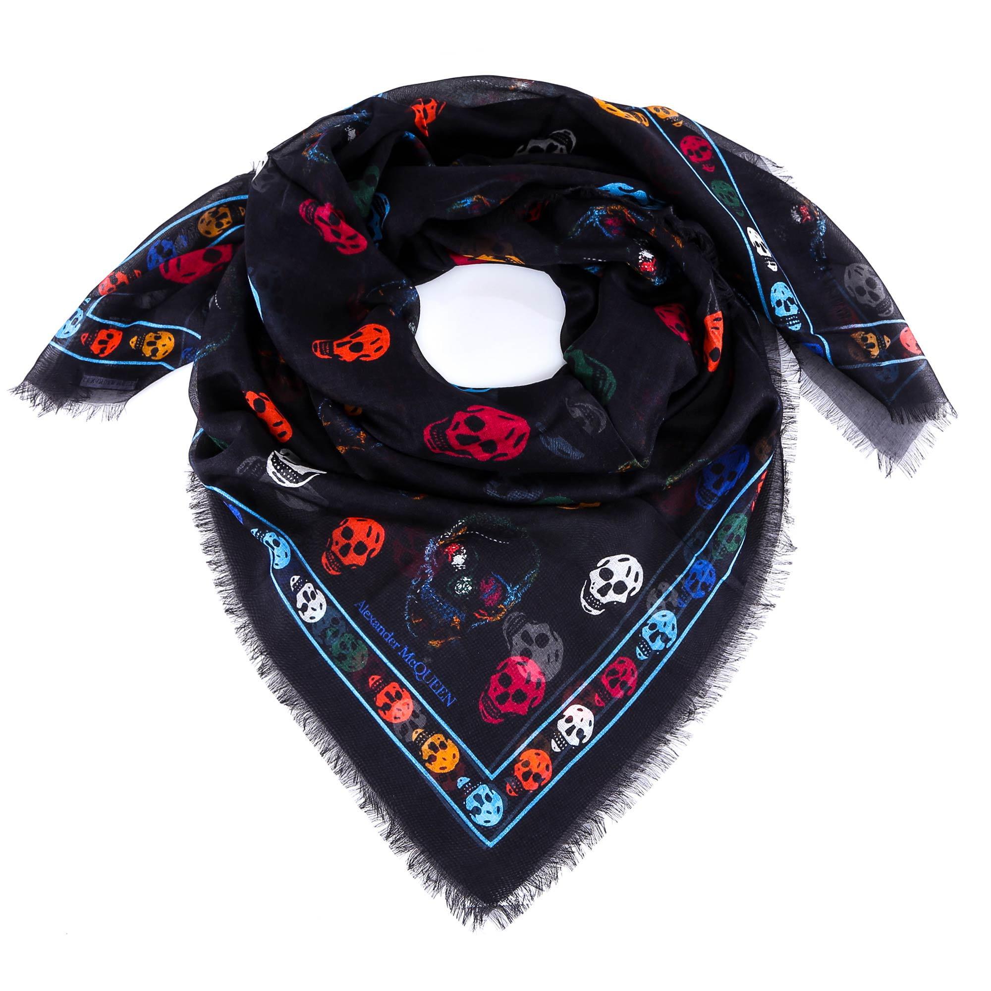 Alexander McQueen Colourful Skulls Scarf in Blue for Men | Lyst
