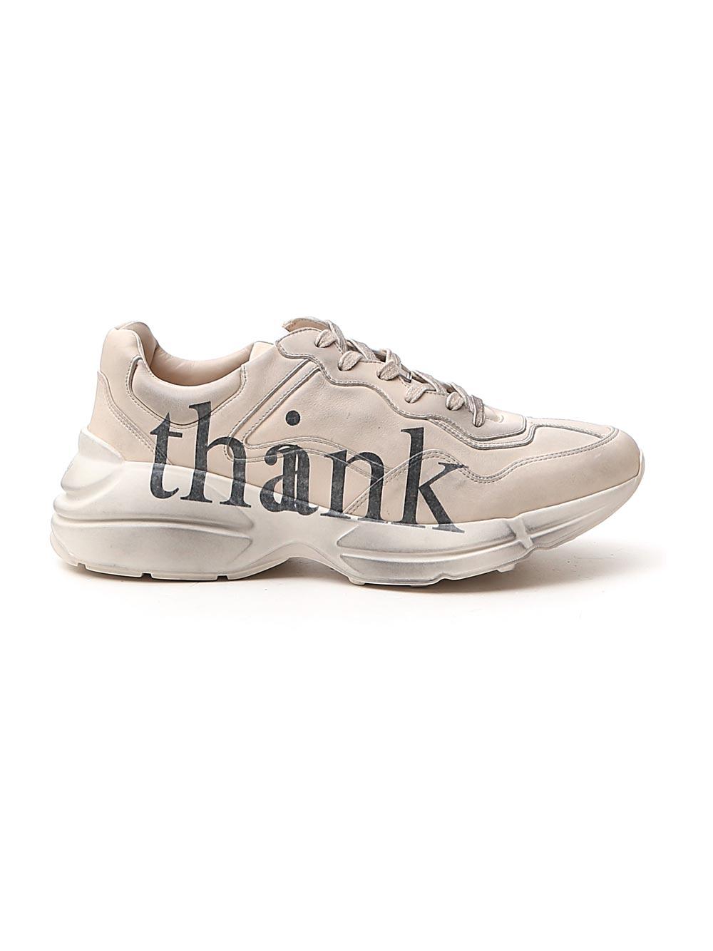 Gucci Wool 'think/thank' Print Rhyton Sneaker in Grey (White) for 