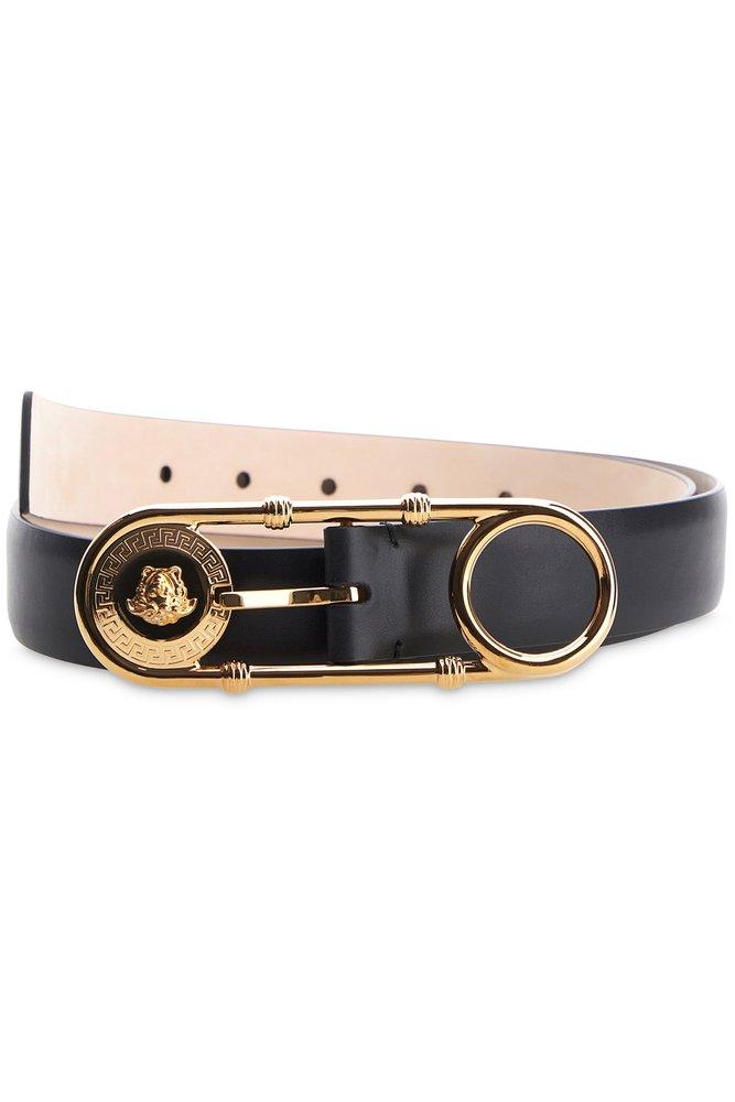 Versace Medusa Detailed Safety-pin Belt in Black | Lyst