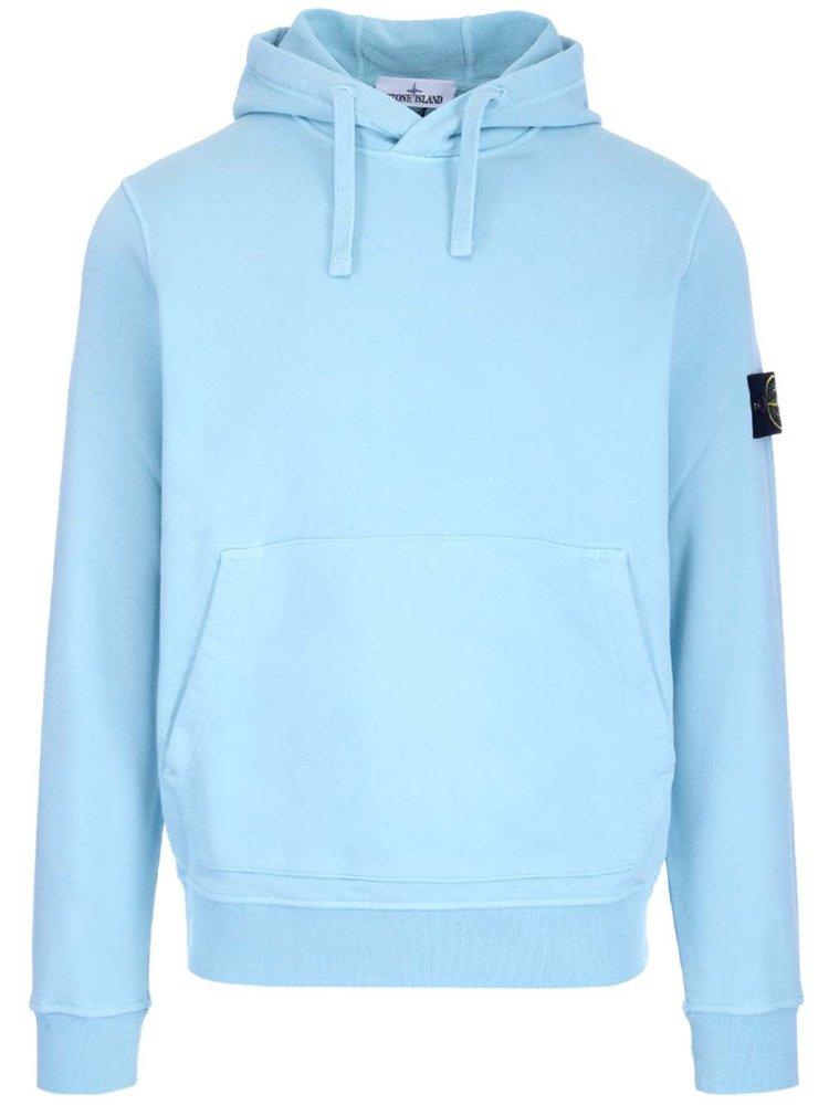 Stone Island Light Blue Hoodie for Men | Lyst