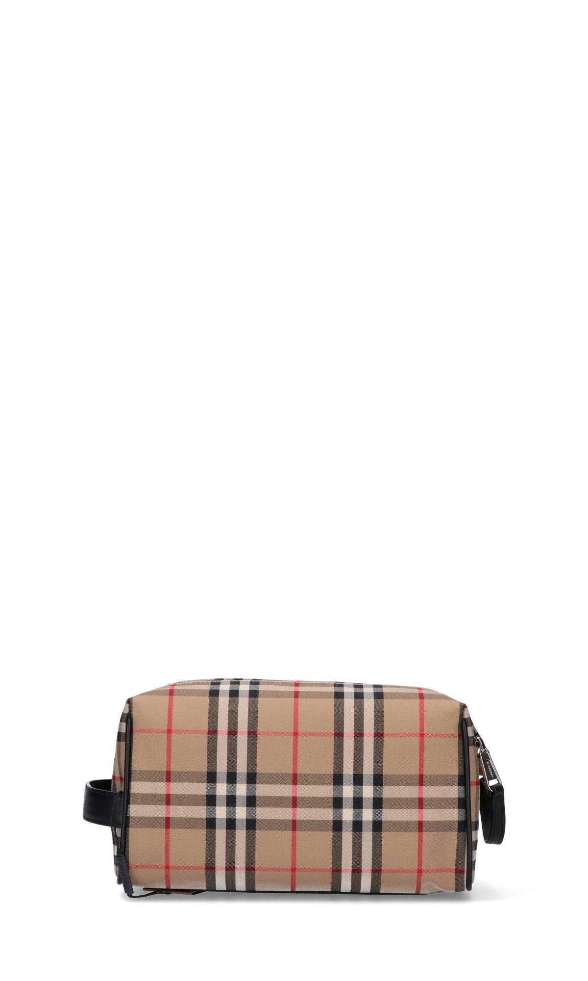Burberry Leather Vintage Check Toiletry Bag for Men | Lyst