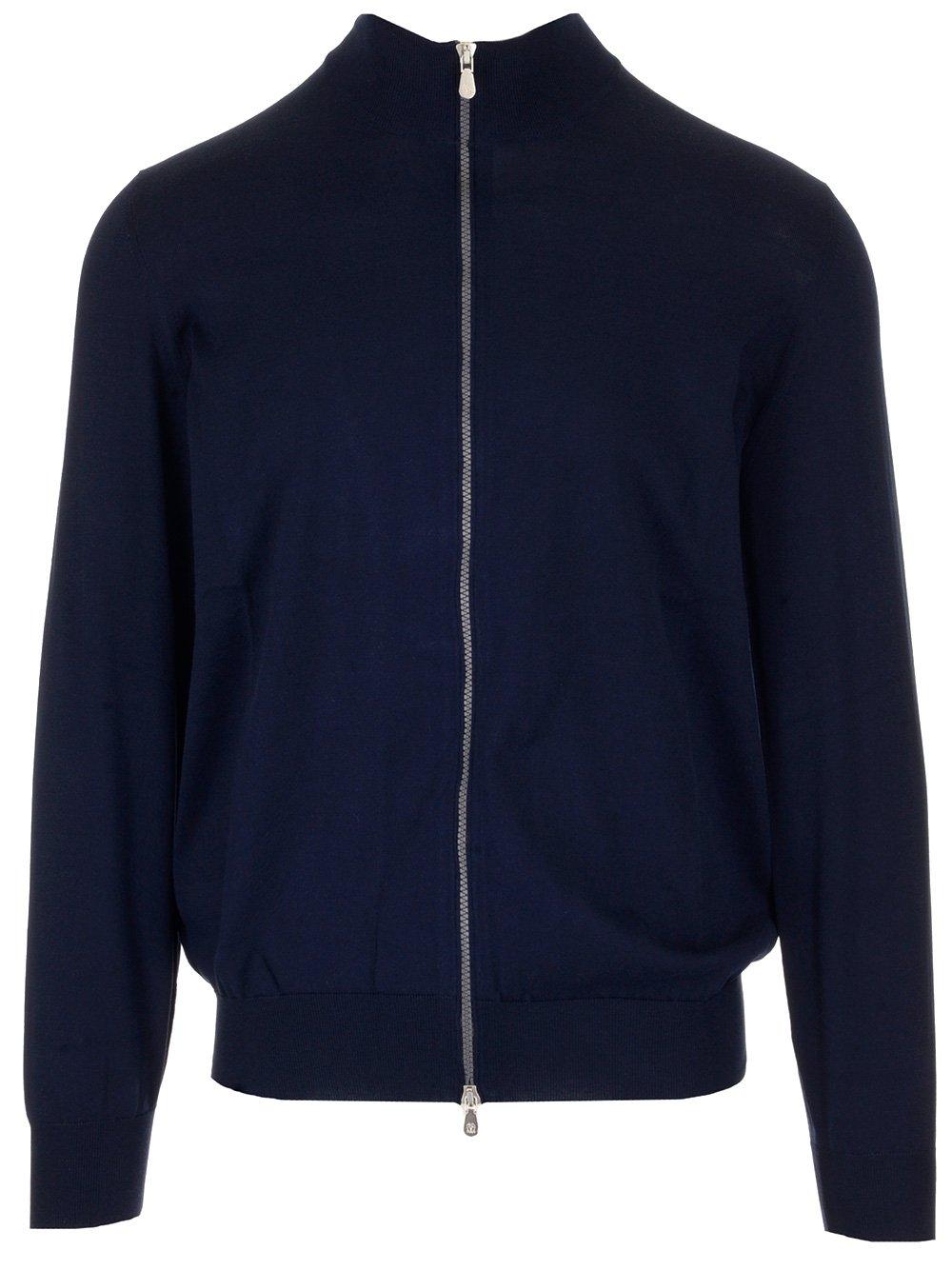 Brunello Cucinelli Cotton Zip-up Sweater in Blue for Men - Lyst