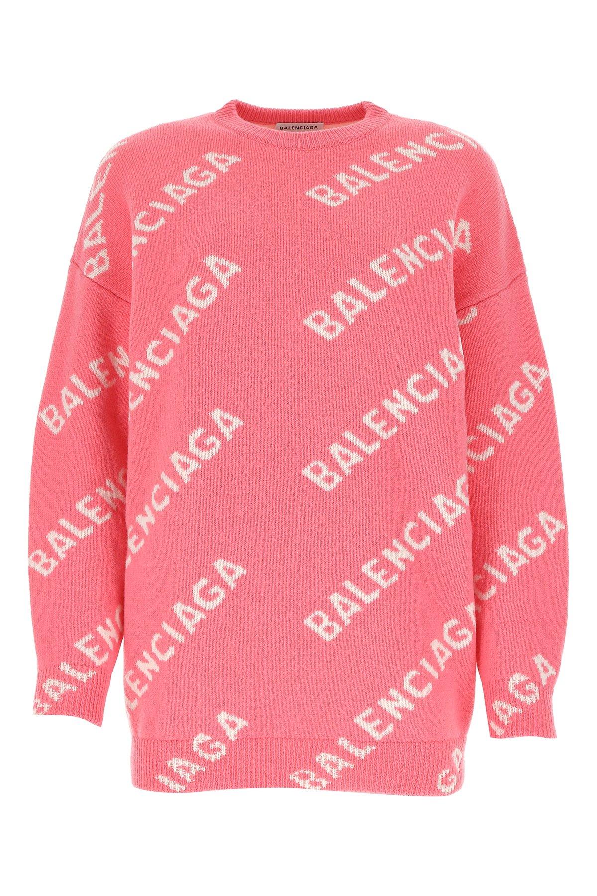 Balenciaga Synthetic Allover Logo Crewneck in Pink/White (Pink) - Save 59%  | Lyst
