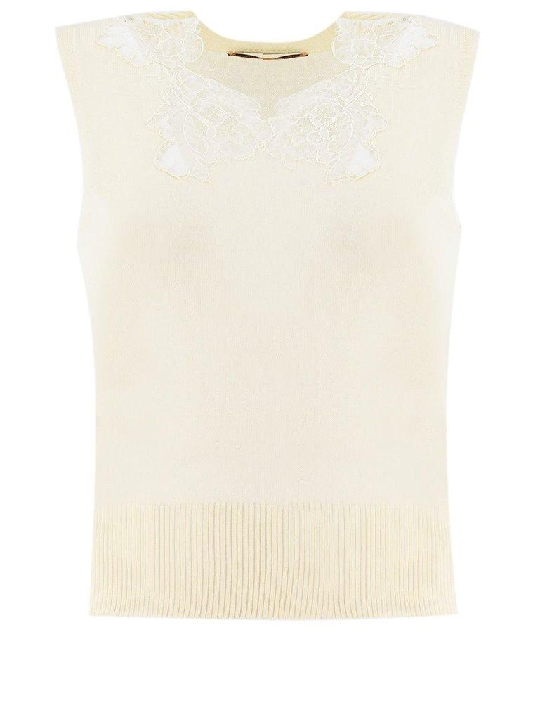 Tシャツ・カットソー ERMANNO SCERVINO KNIT AND LACE SLEEVELESS TOP Ermanno Scervino Sleeveless and tank tops for Women | Online