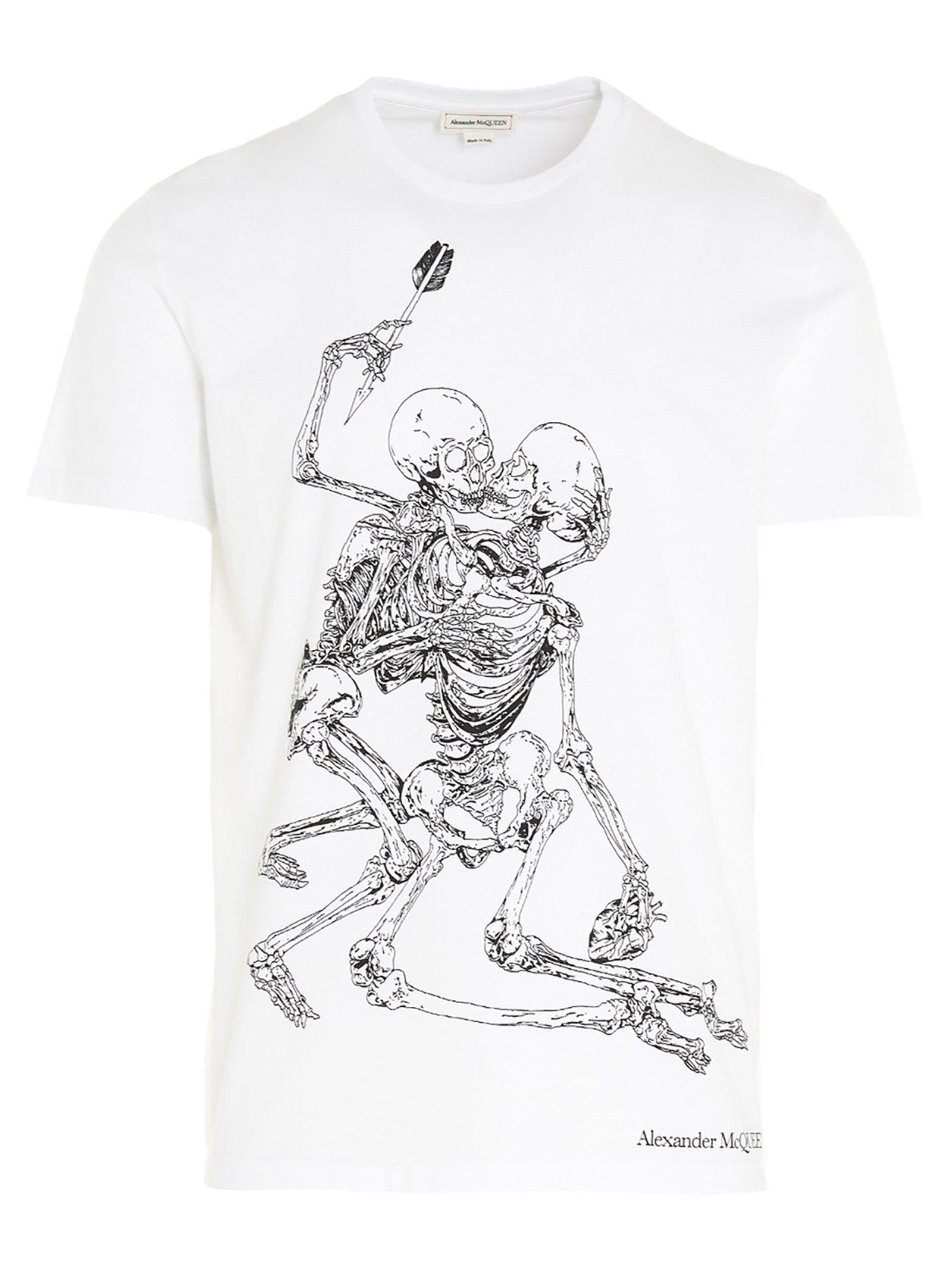 Alexander McQueen Cotton Skeleton T-shirt in White for Men - Lyst