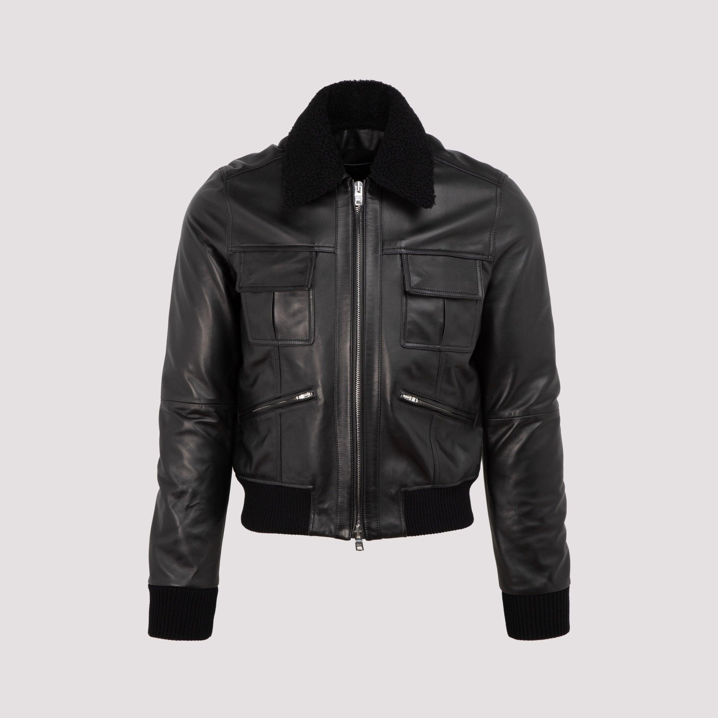 aviator biker jacket black