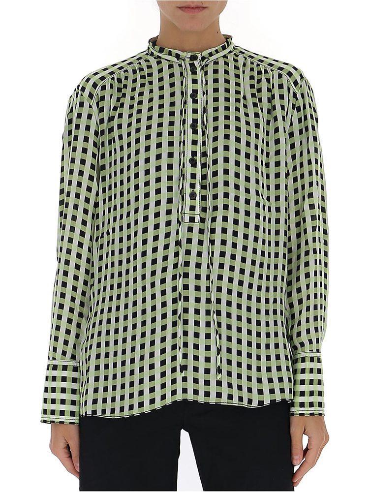 Proenza Schouler Synthetic Checked Blouse in Green - Lyst