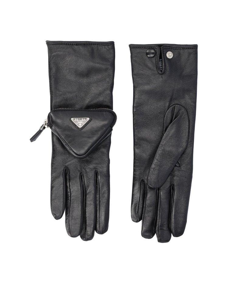 Prada Logo Pouchdetail Gloves in Black Lyst