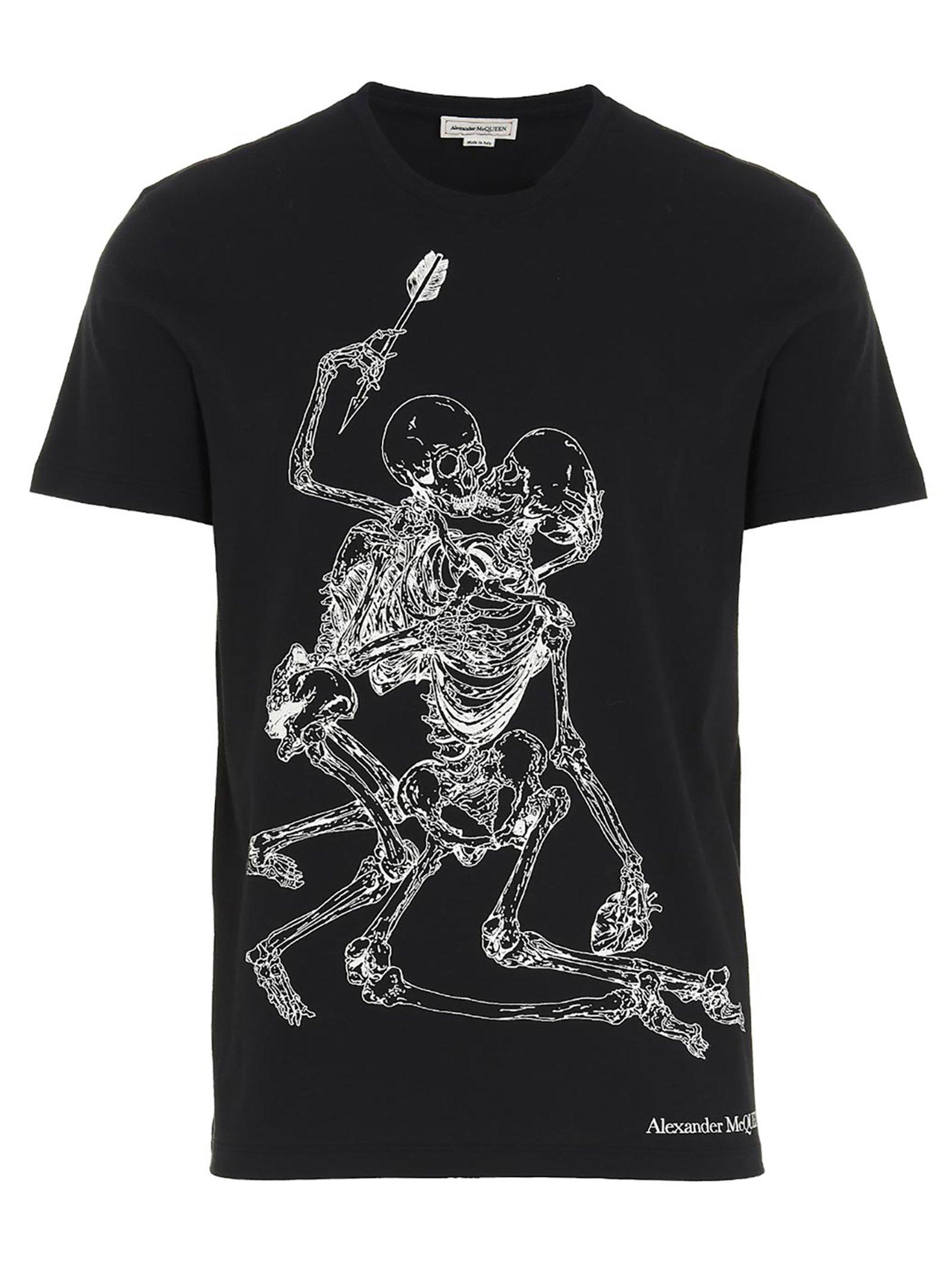 Alexander McQueen Cotton Skeleton T-shirt in Black for Men - Lyst