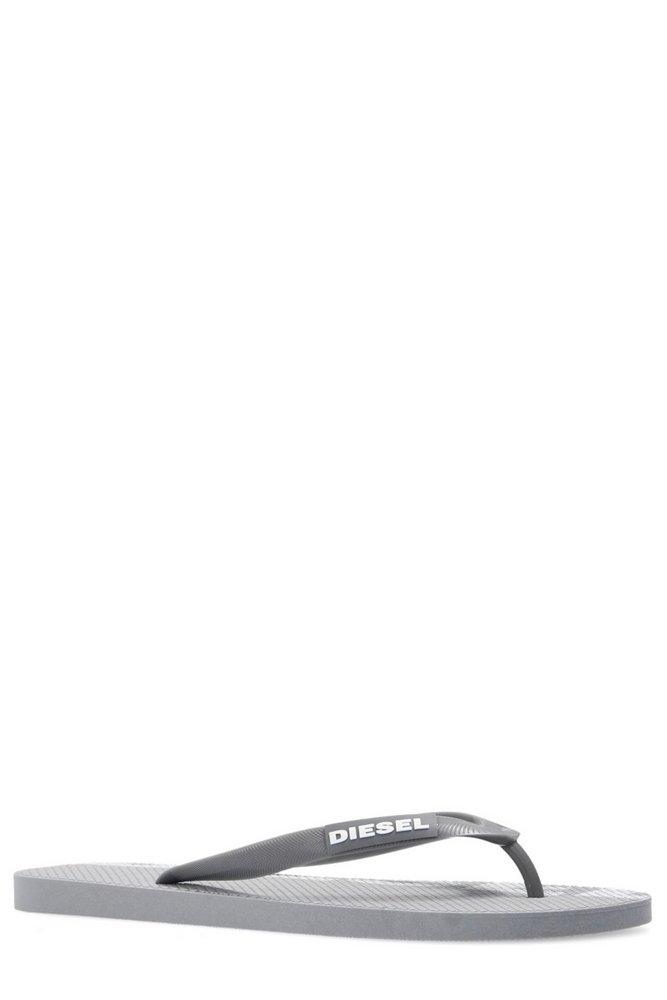 DIESEL Logo-detailed Slip-on Flip Flops in Gray for Men | Lyst
