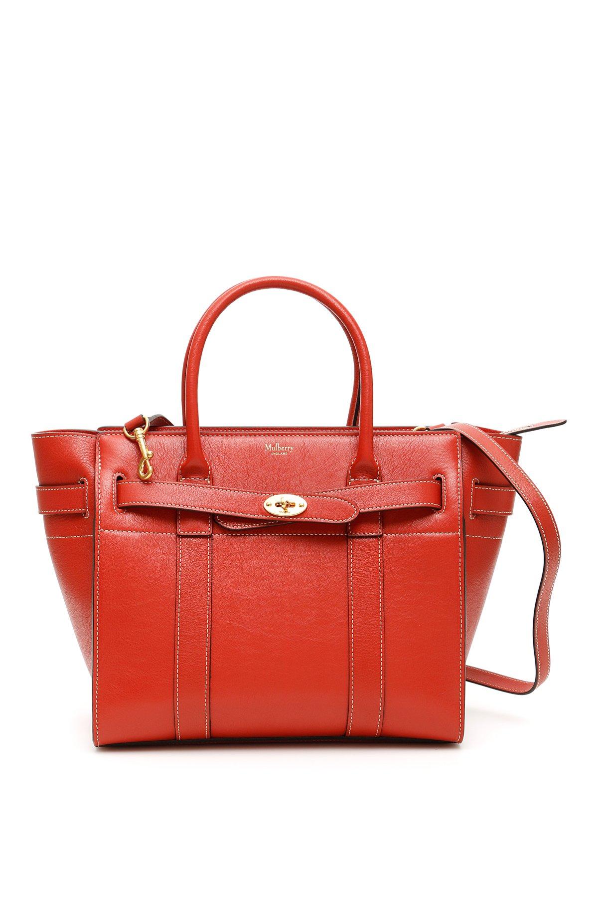 Mulberry Leather Small Zipped Bayswater Tote Bag in Red Lyst