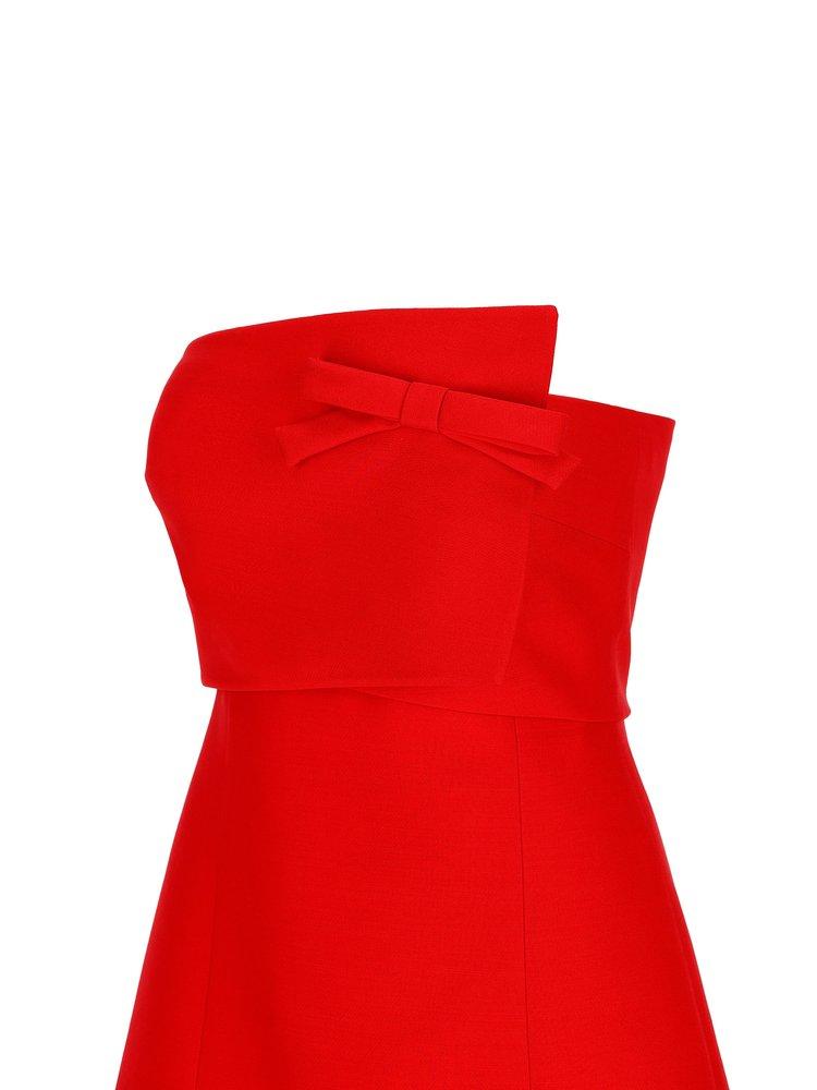 Valentino Bow Detailed Sleeveless Mini Dress in Red | Lyst