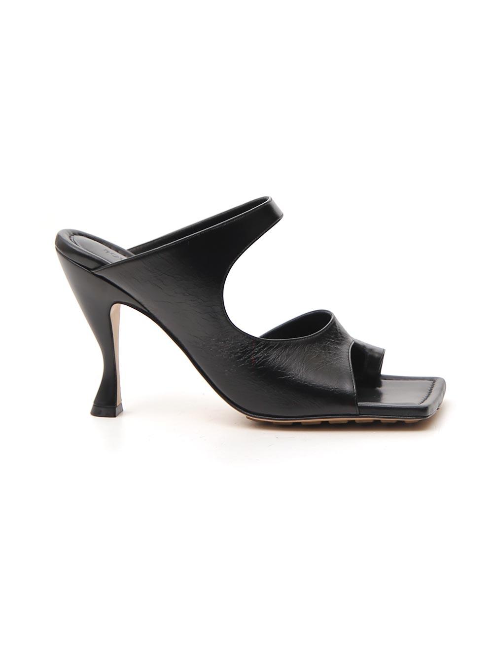 Bottega Veneta Square Toe Strappy 90mm Sandals in Black | Lyst