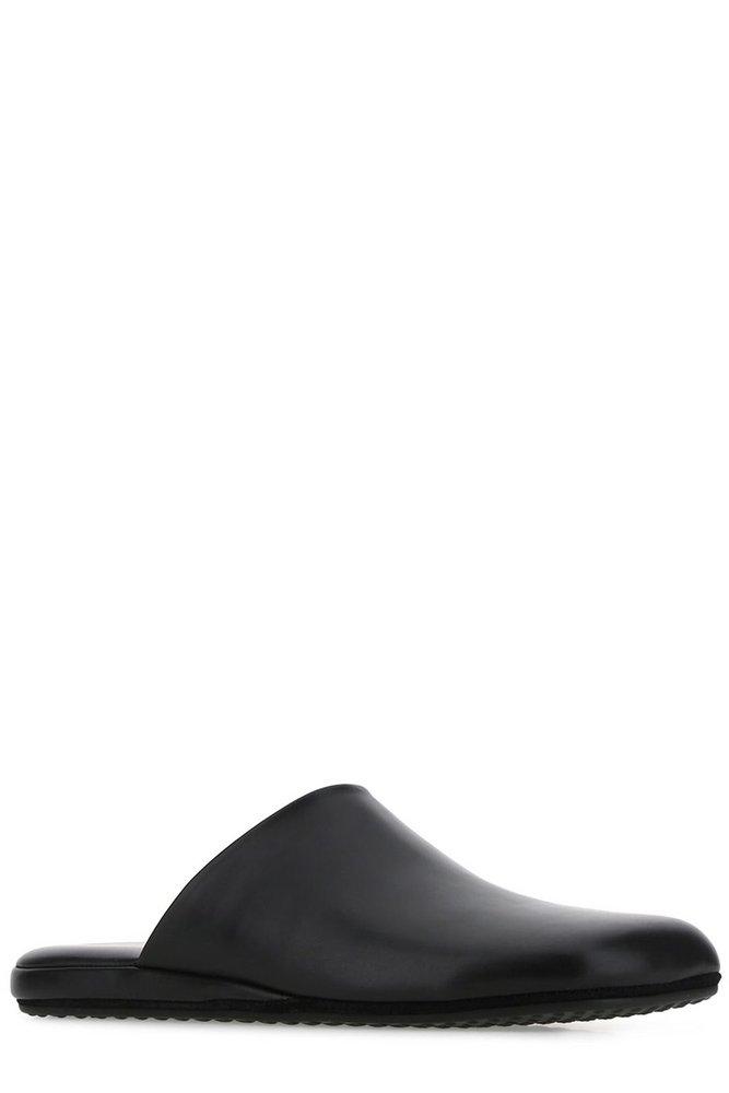 Balenciaga Leather Holy Square Toe Flat Mules in Black | Lyst