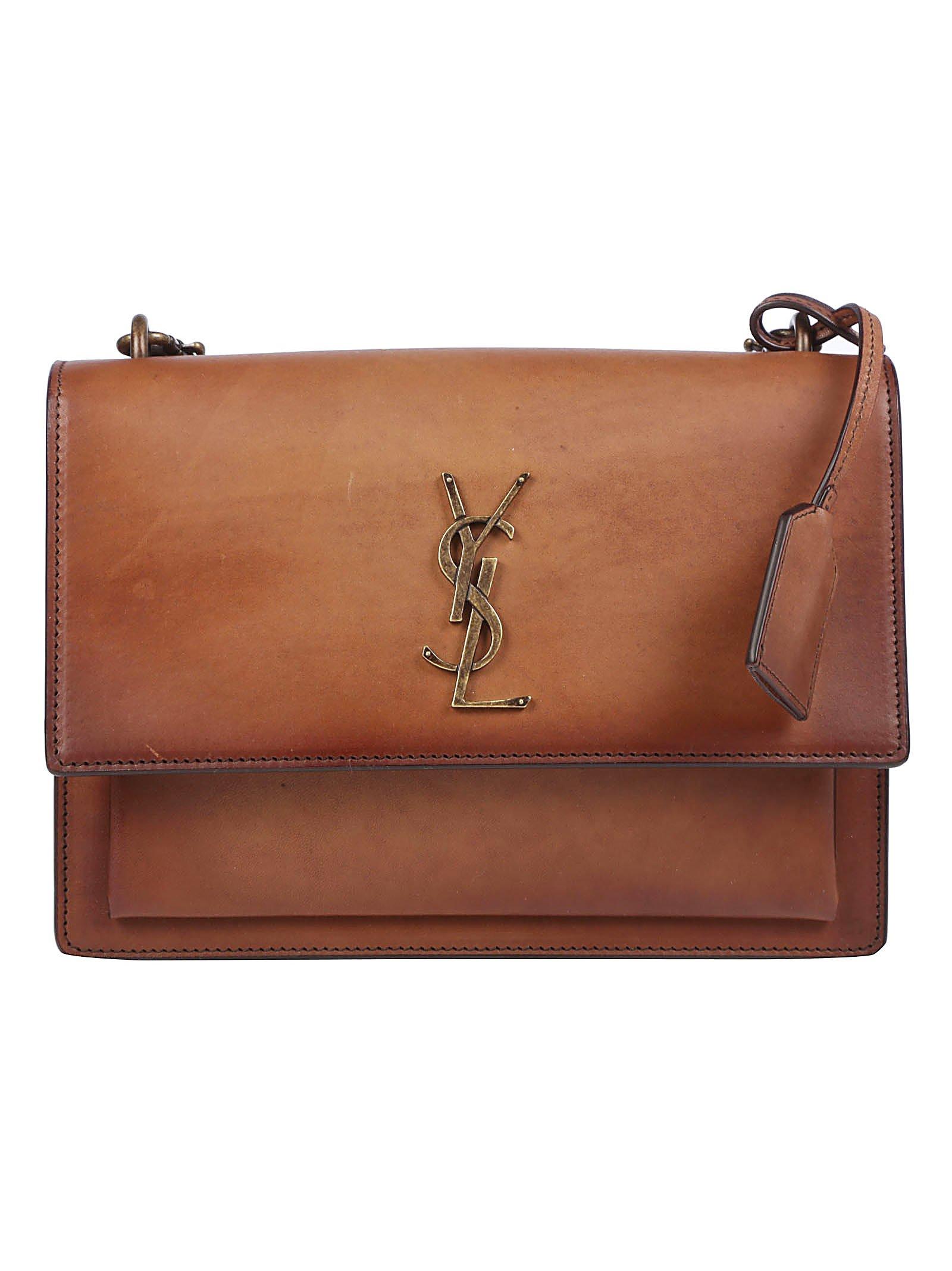 Sunset medium YSL-plaque leather shoulder bag