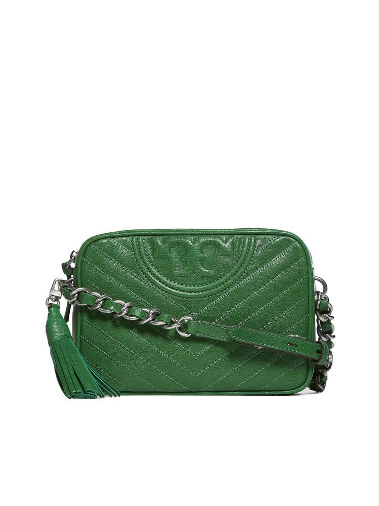 Tory Burch Leather Fleming Chevron Crossbody Bag in Green Lyst