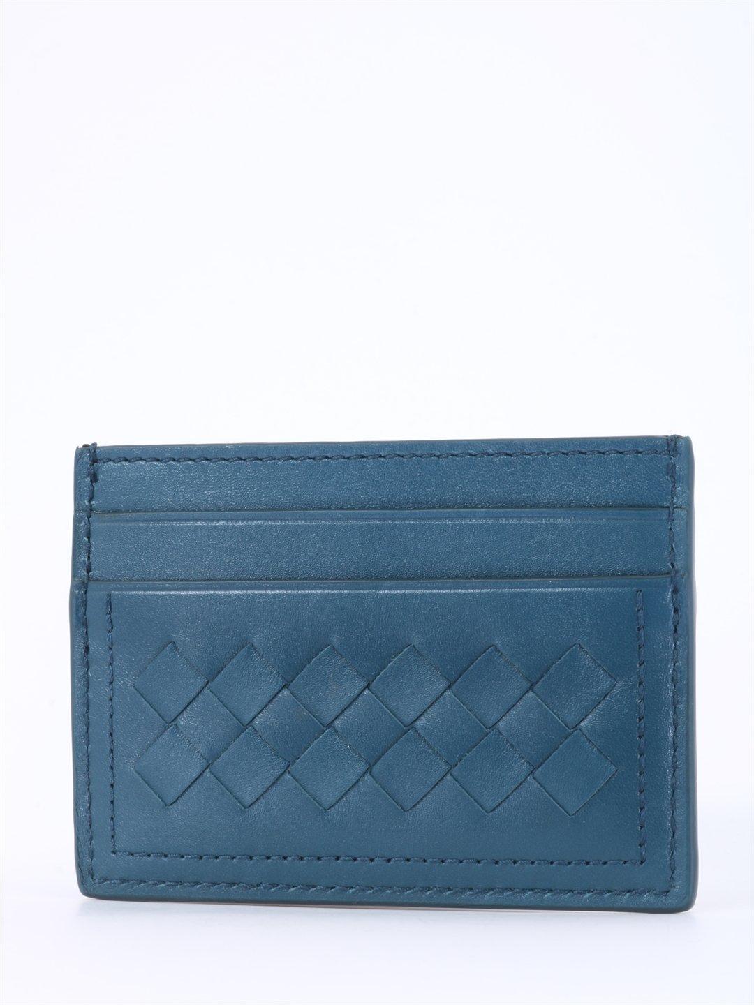 bottega veneta card holder blue