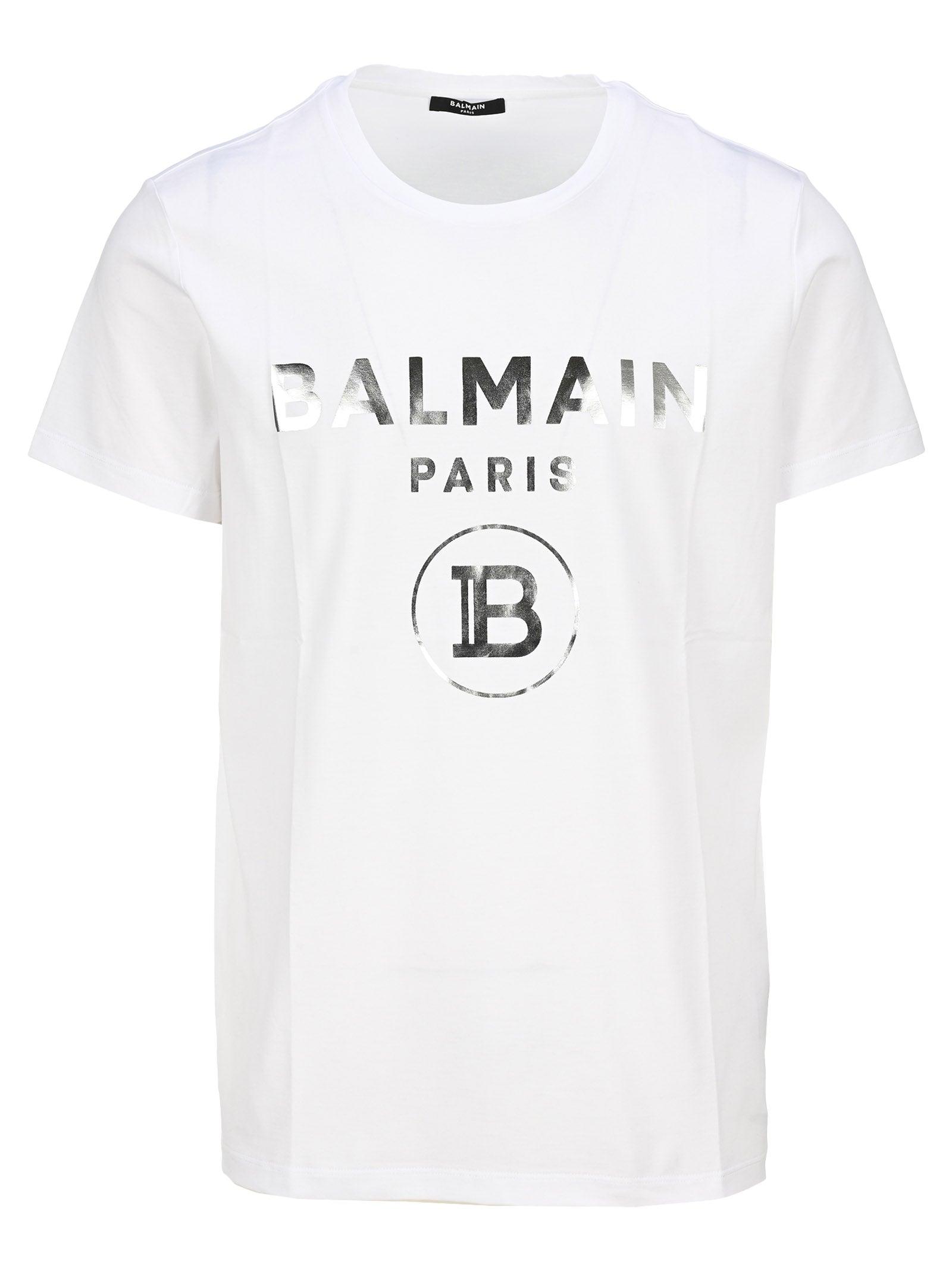 Balmain Silver Foil T-shirt in White for Men | Lyst