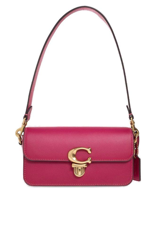 COACH Studio Logo Plaque Baguette Shoulder Bag in Pink Lyst